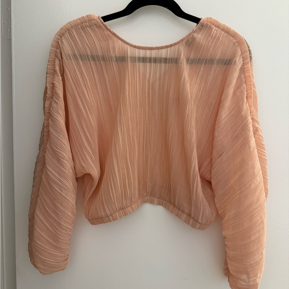 Zara Peach Pink Pleated Women's Sheer Top